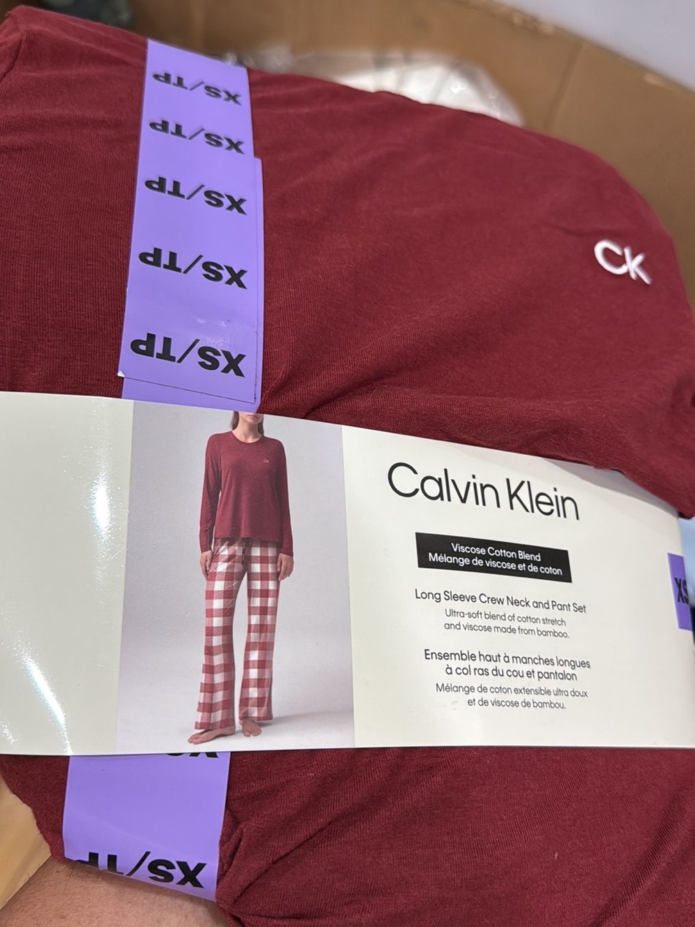 Calvin Klein Wine Red Long Sleeve Pajama Top
